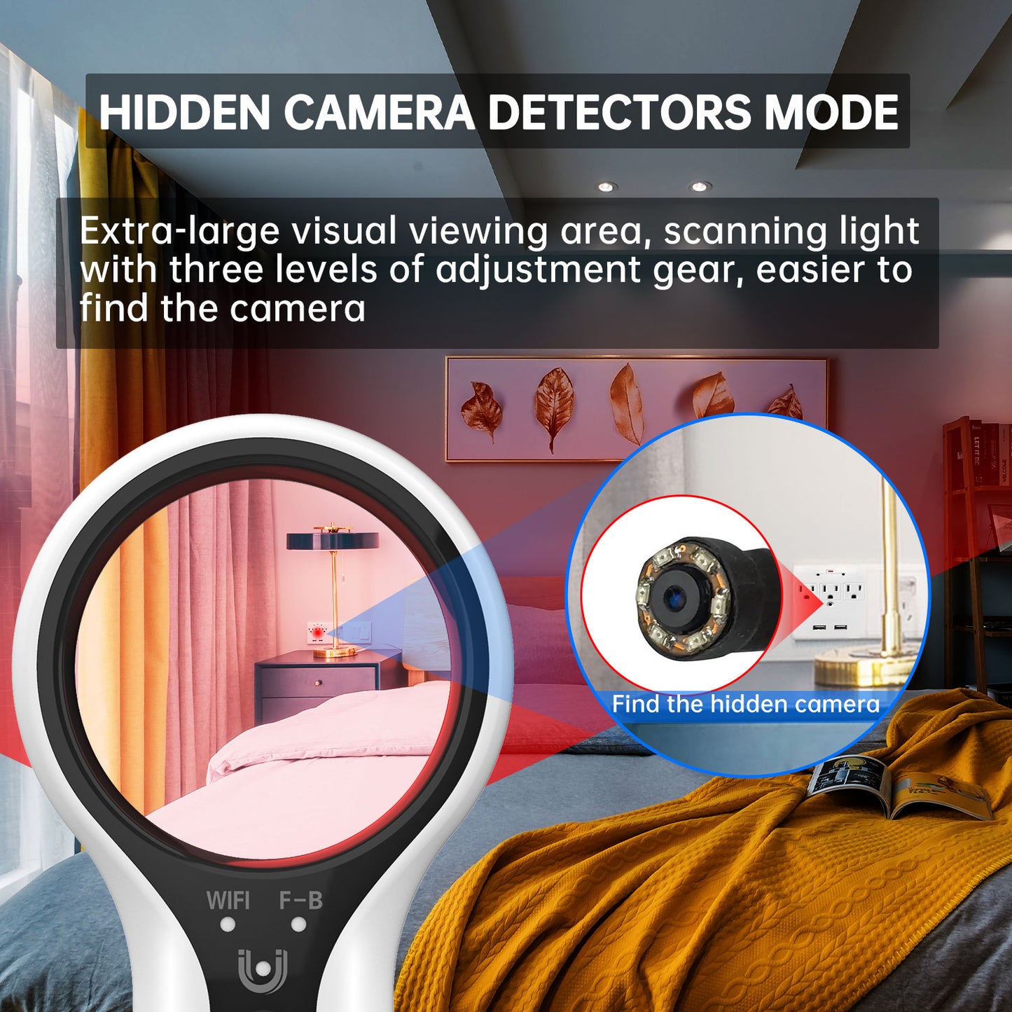 KILLOVE Hidden Camera detectors Bug Detector Anti spy Camera RF Detector GPS Tracker Detector Magnet Detection Vibration Detection Sound Vibration Light Three Kinds of prompts for car Indoor outdoor