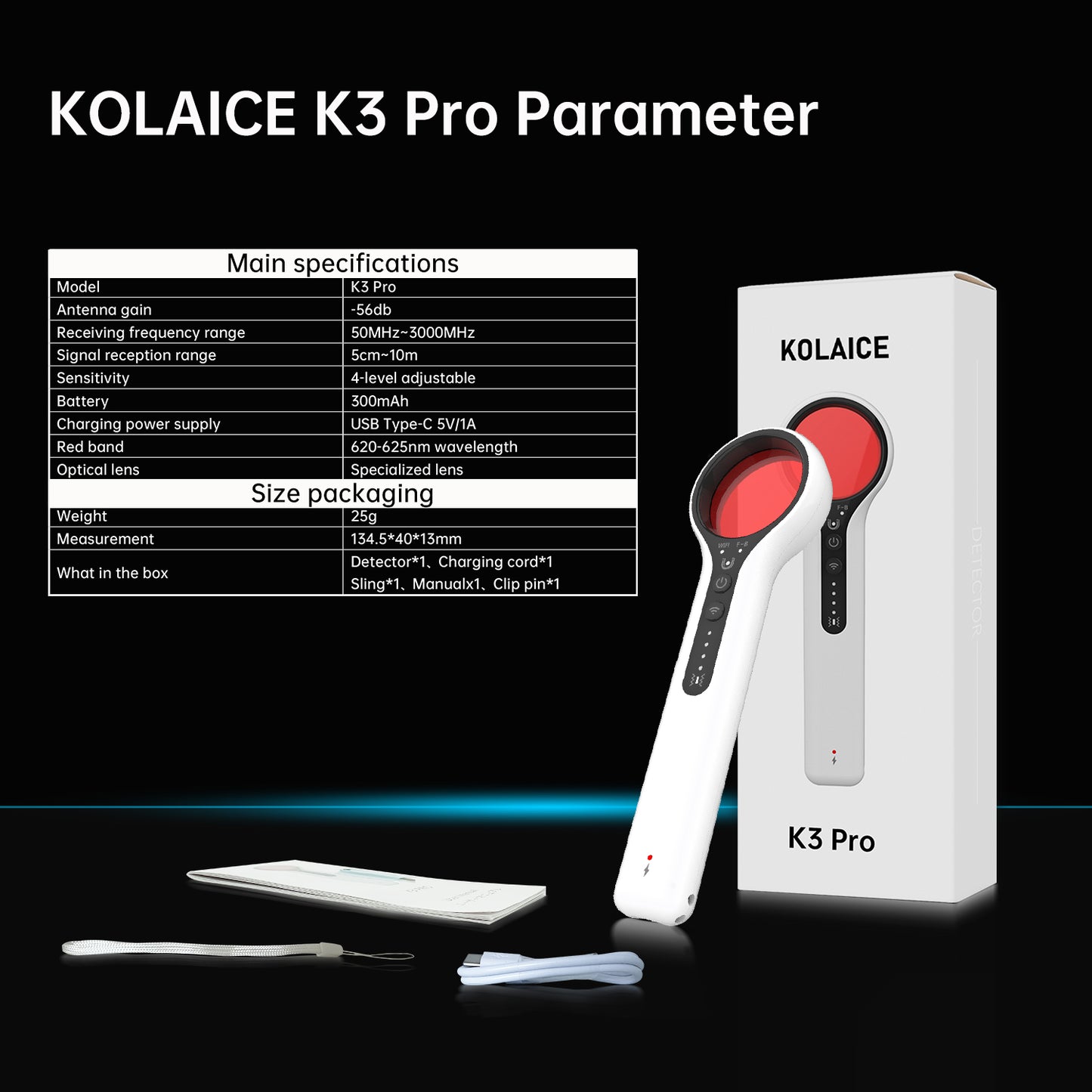 KILLOVE Hidden Camera detectors Bug Detector Anti spy Camera RF Detector GPS Tracker Detector Magnet Detection Vibration Detection Sound Vibration Light Three Kinds of prompts for car Indoor outdoor